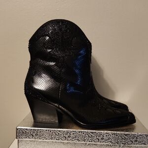 JESSICA SIMPSON Black Women's Western Ankle Boots Size 10M.